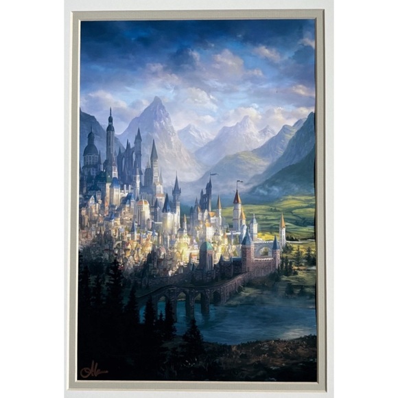 Edge Of Darkness Fan Art Print Signed Role Playing Fantasy Cityscape Magic - Picture 1 of 4